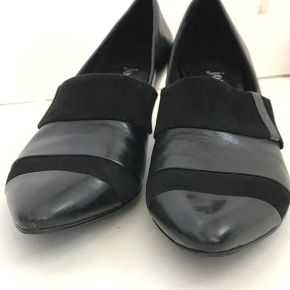 JOY CHEN Leather Heels Pointed Toe Black Leather Pumps Women’s Size 9 - Picture 7 of 16
